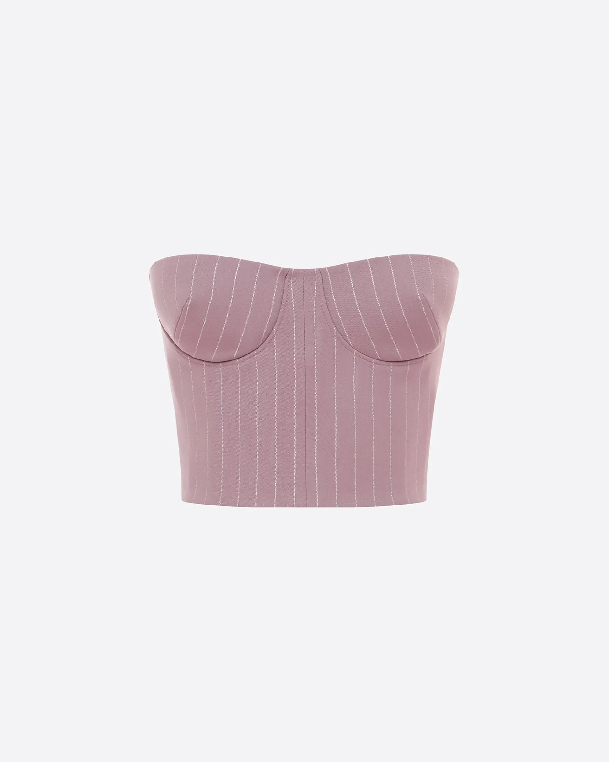 Strapless Crop Top in Lurex Pinstripe