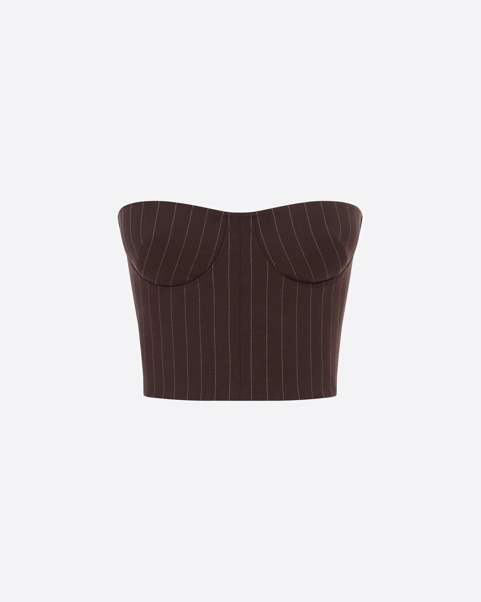 Strapless Crop Top in Lurex Pinstripe