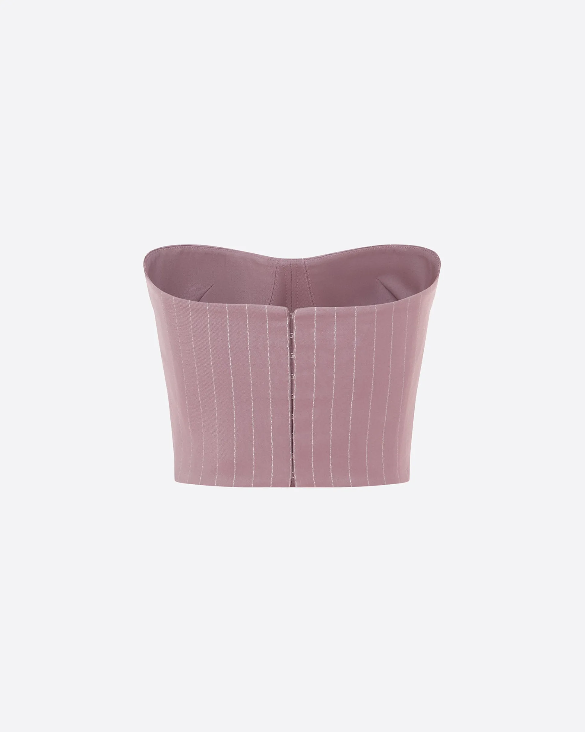 Strapless Crop Top in Lurex Pinstripe