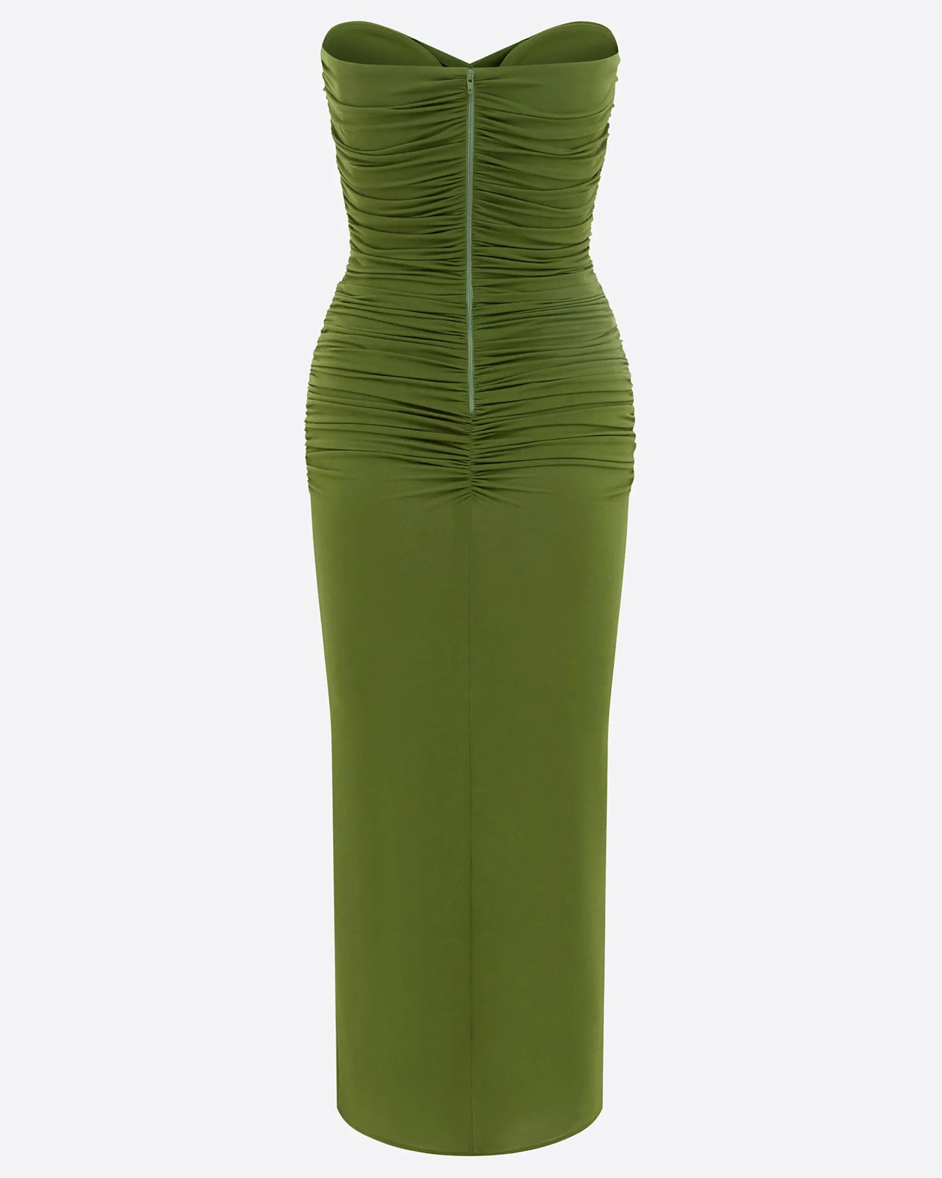 Strapless Sweetheart Ruched Dress in Crepe Jersey