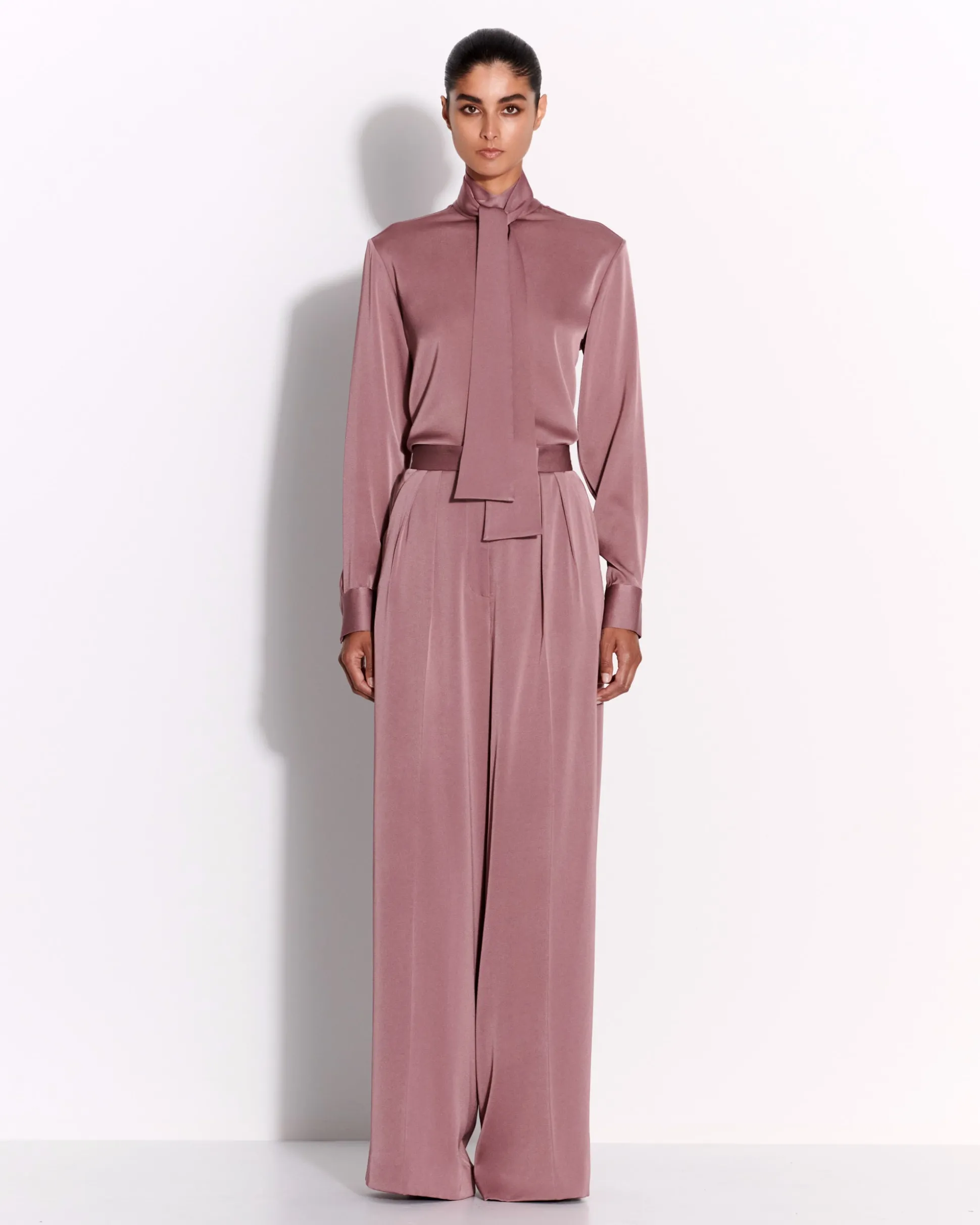 Tie Shirt in Satin Crepe