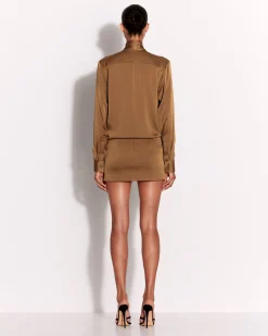 Tie Shirt in Satin Crepe