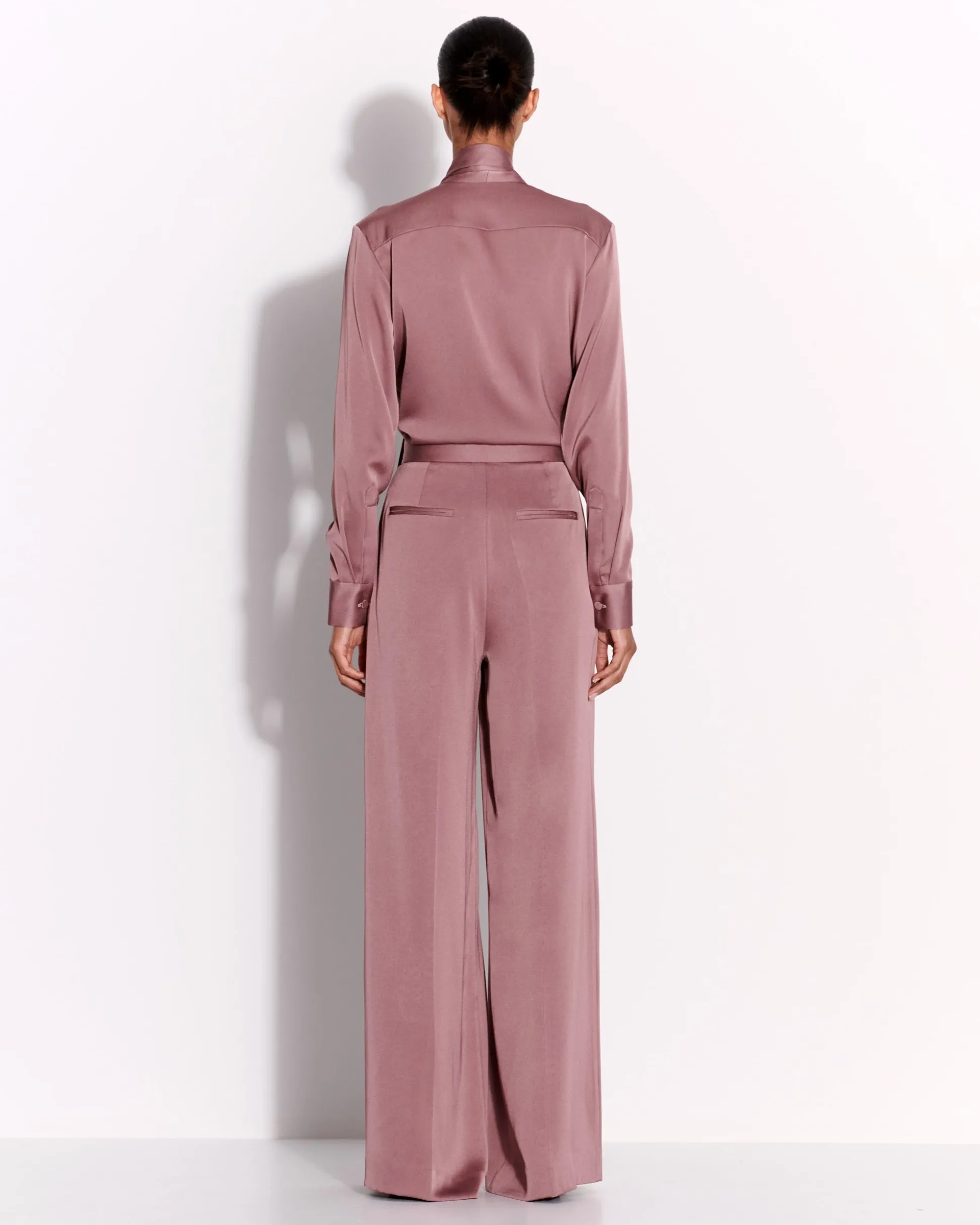 Tie Shirt in Satin Crepe