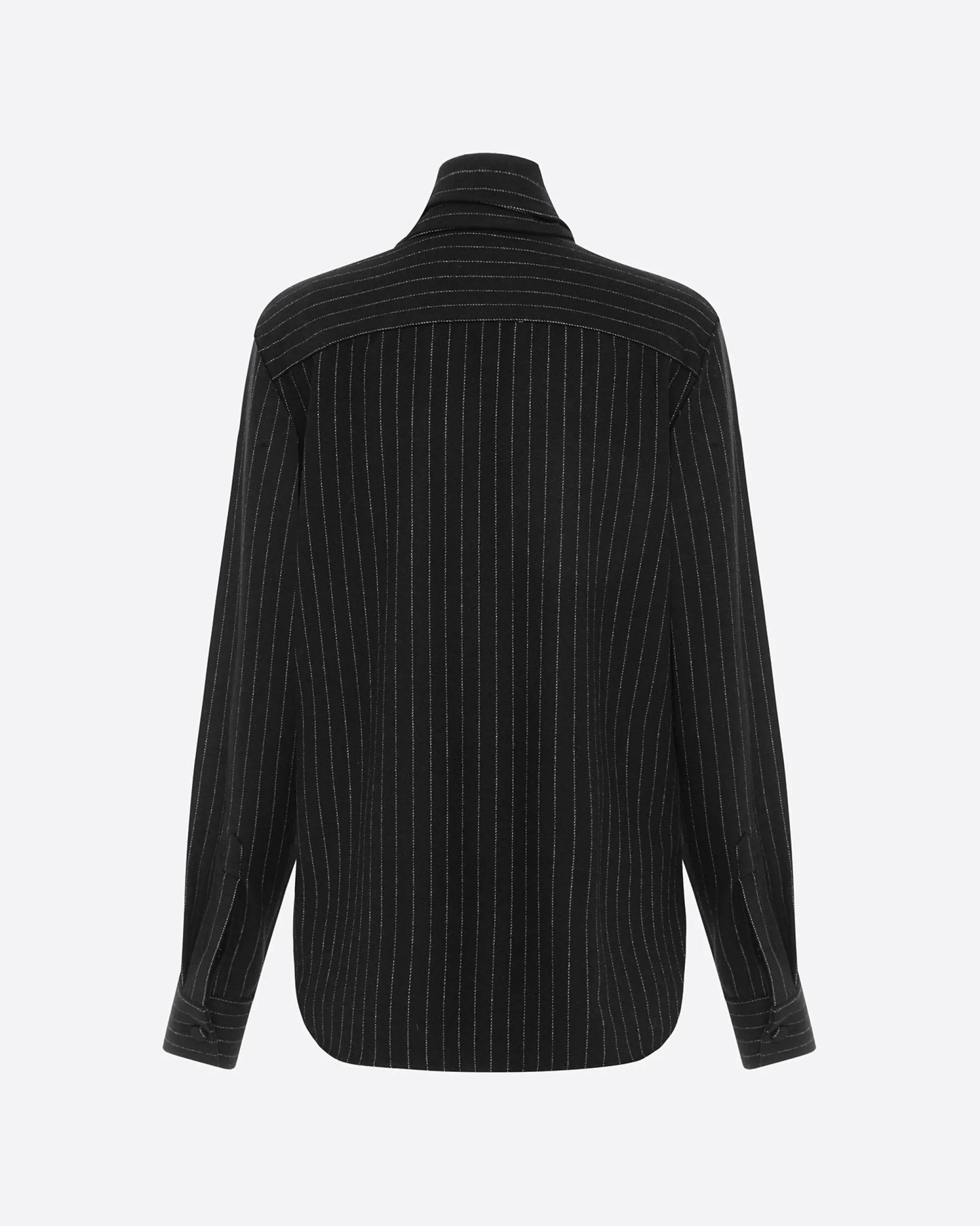 Tie Shirt in Wool Pinstripe