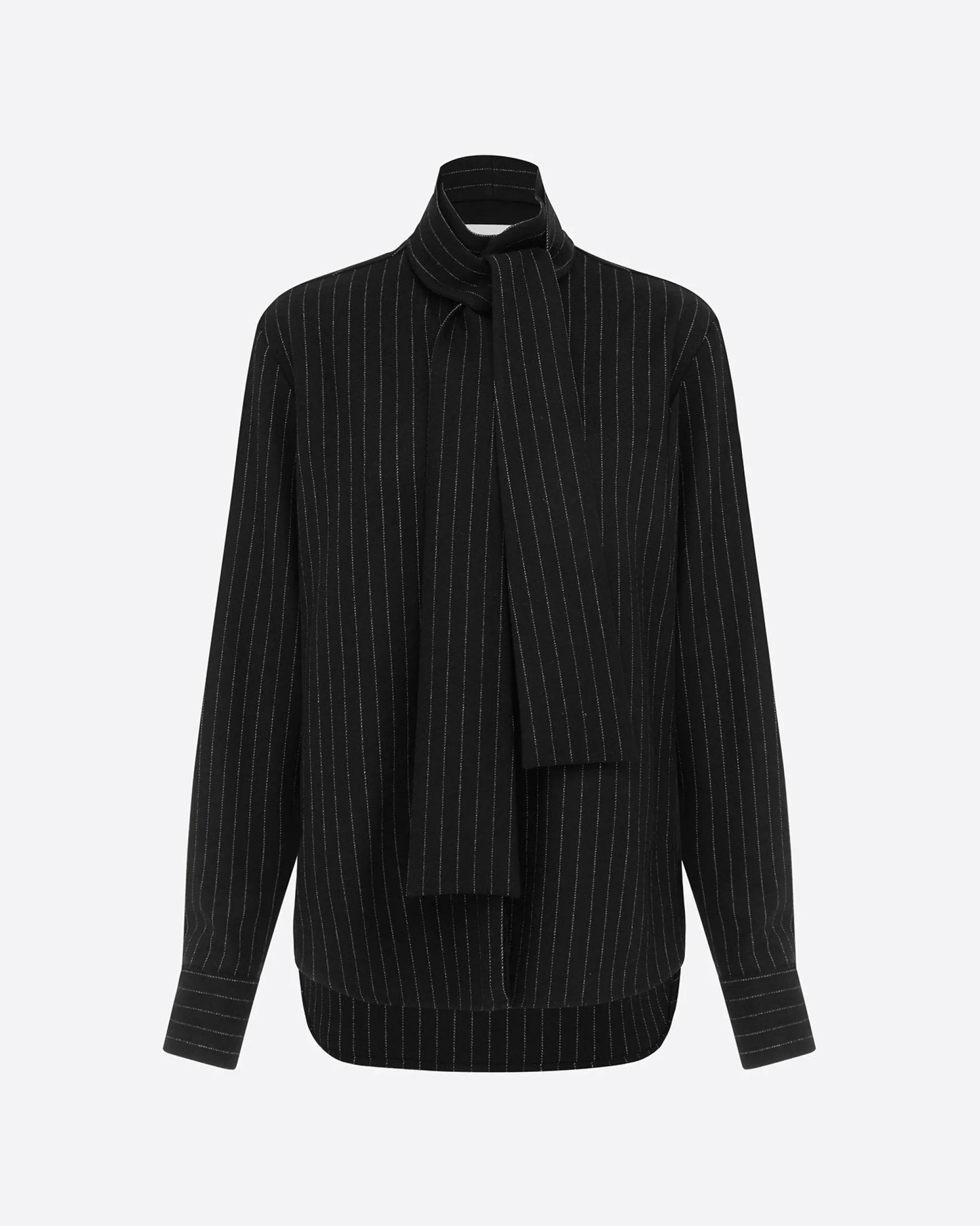Tie Shirt in Wool Pinstripe