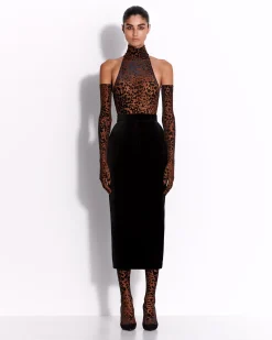 Turtleneck Bodysuit in Leopard Burnout