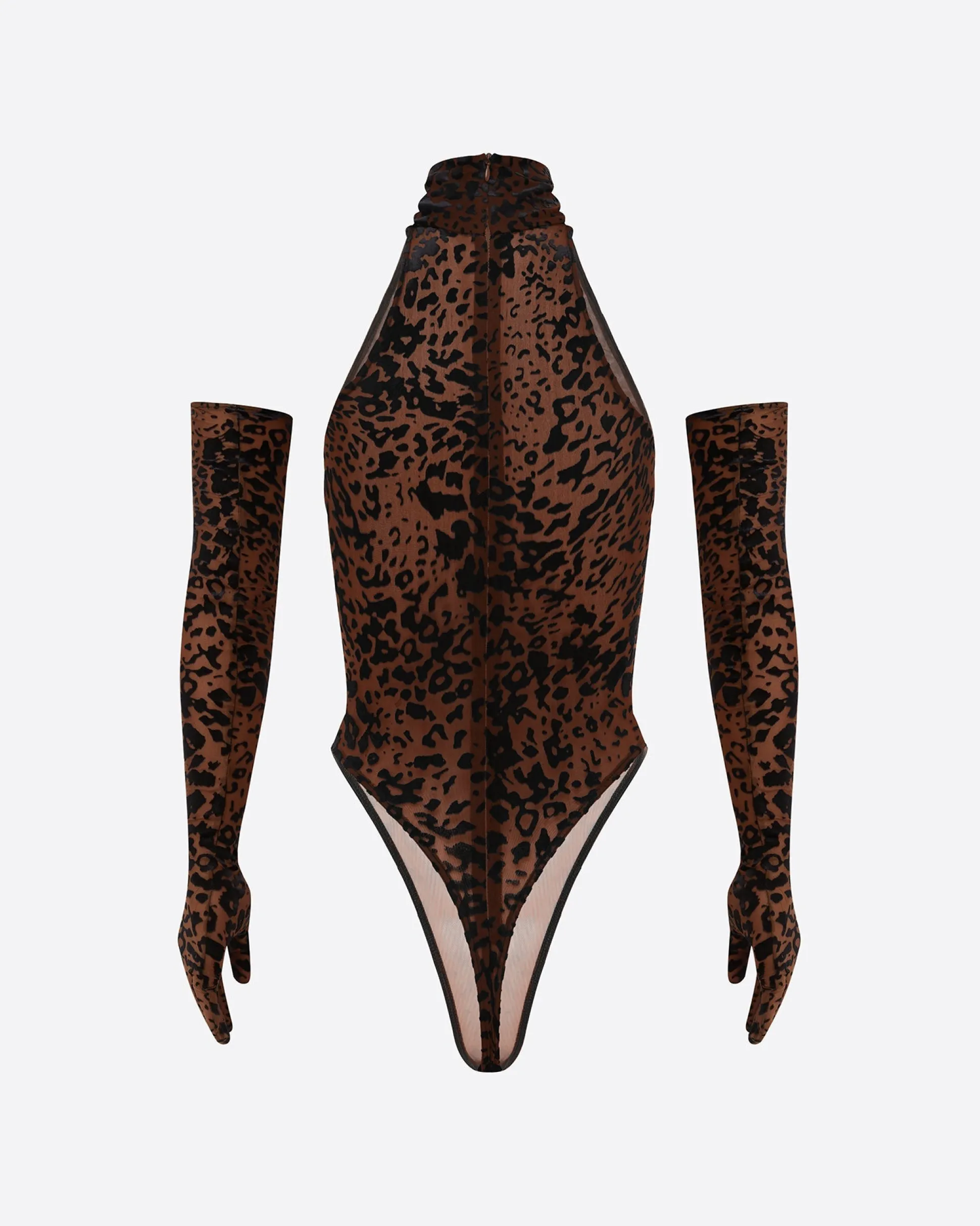 Turtleneck Bodysuit in Leopard Burnout
